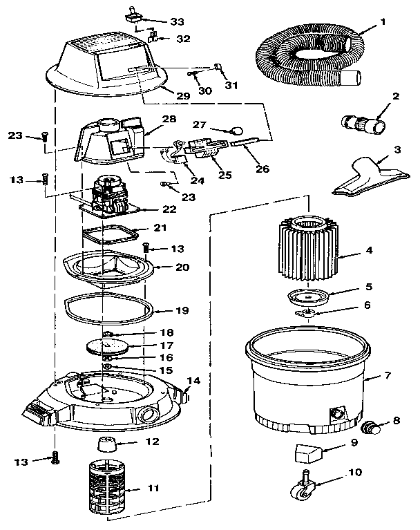 Unit Diagram and Parts List for 113179492  Craftsman Utility Vacuum