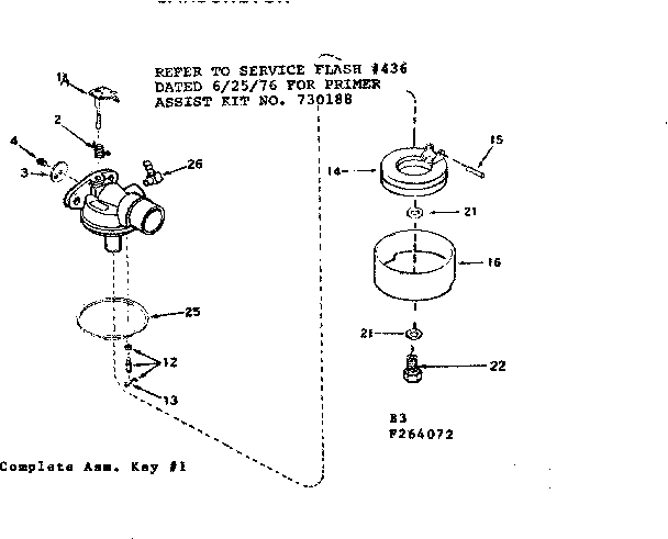 Carburetor Diagram and Parts List for 143264072  Craftsman Engine