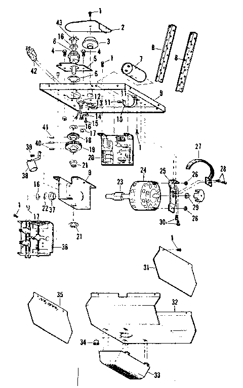 Chassis Assembly Diagram and Parts List for 139663830  Craftsman Garage Door Opener