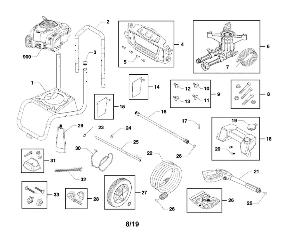 Main Unit Diagram and Parts List for CMXGWAS021026  Craftsman Pressure Washer