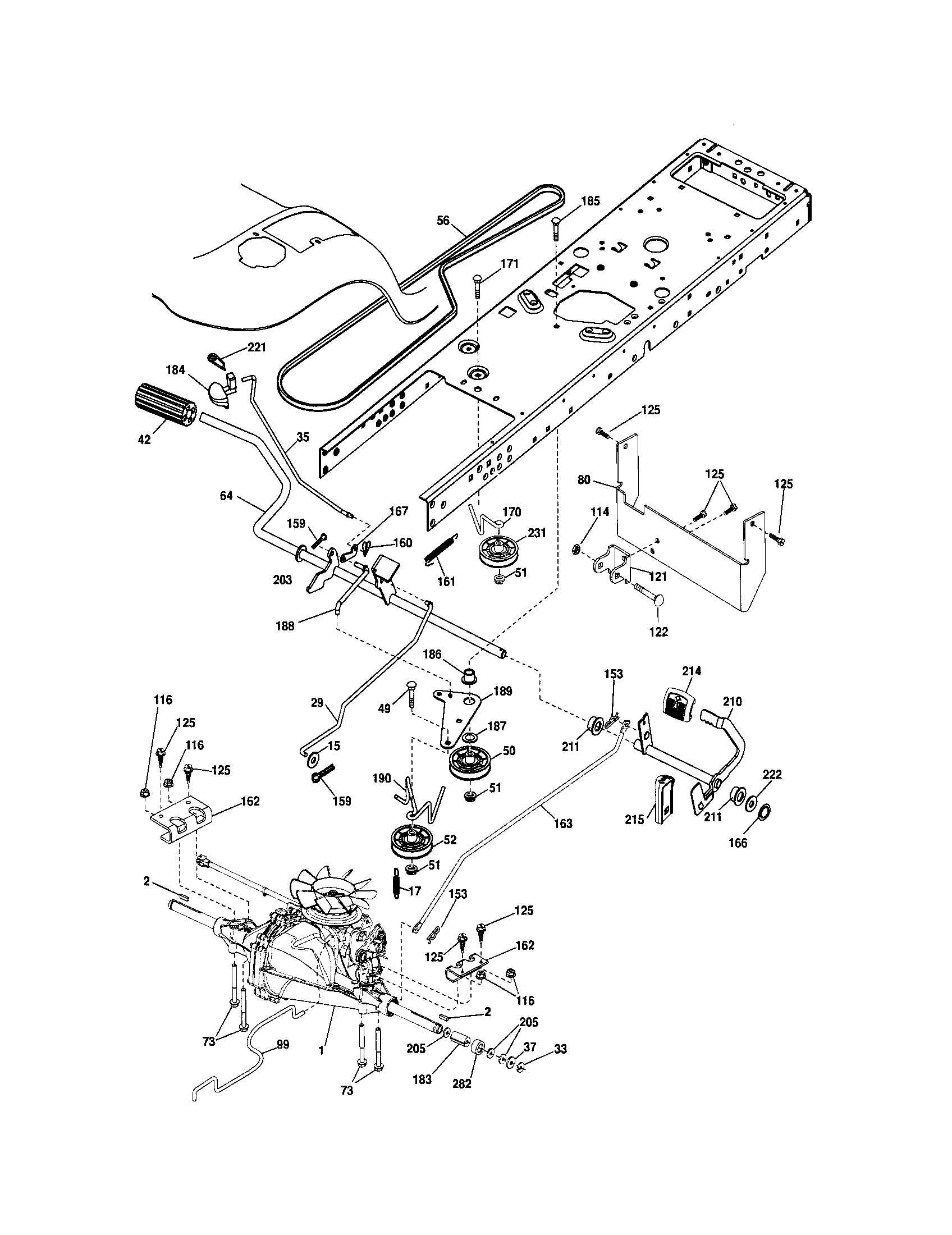 Ground Drive Diagram and Parts List for 917287141  Craftsman Lawn Tractor