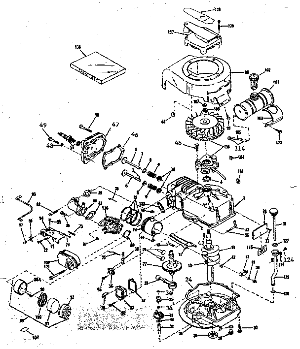 Basic Engine Diagram and Parts List for 143131092  Craftsman Engine