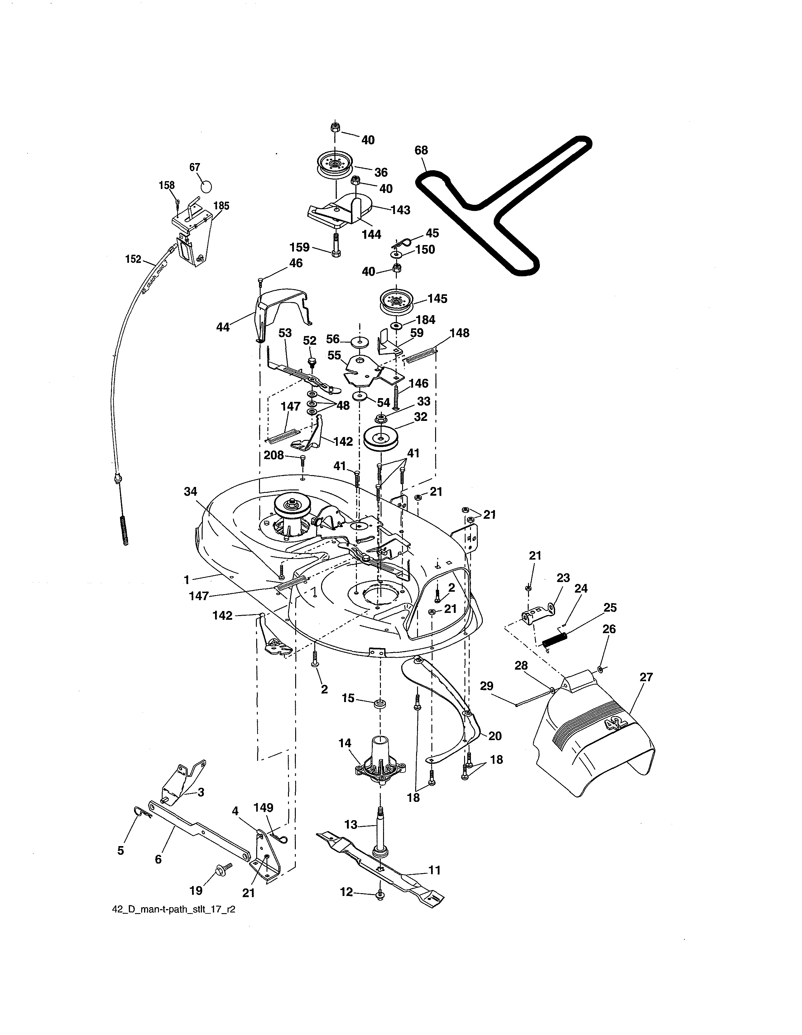 Mower Deck Diagram and Parts List for 917254703  Craftsman Lawn Tractor