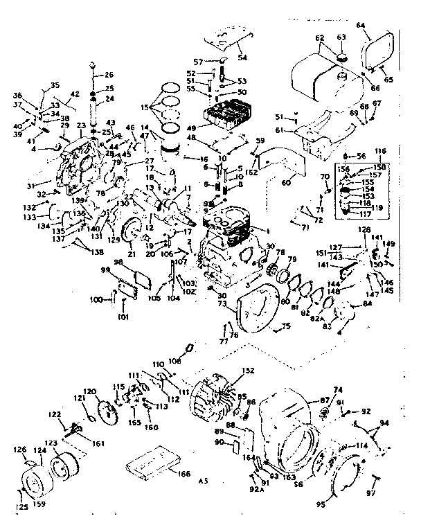 Basic Engine Diagram and Parts List for 143588012  Craftsman Engine
