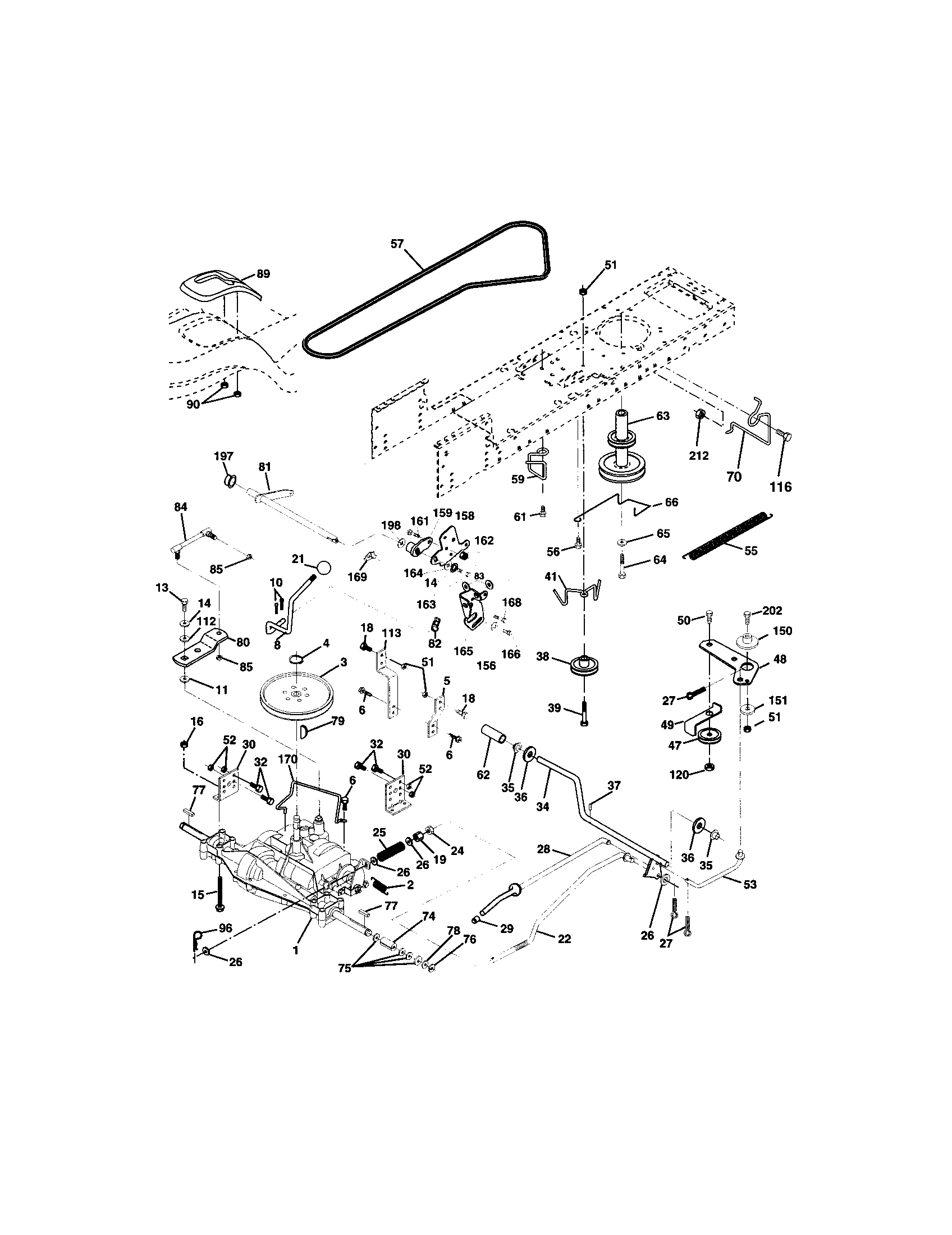 Ground Drive Diagram and Parts List for 917272674  Craftsman Lawn Tractor