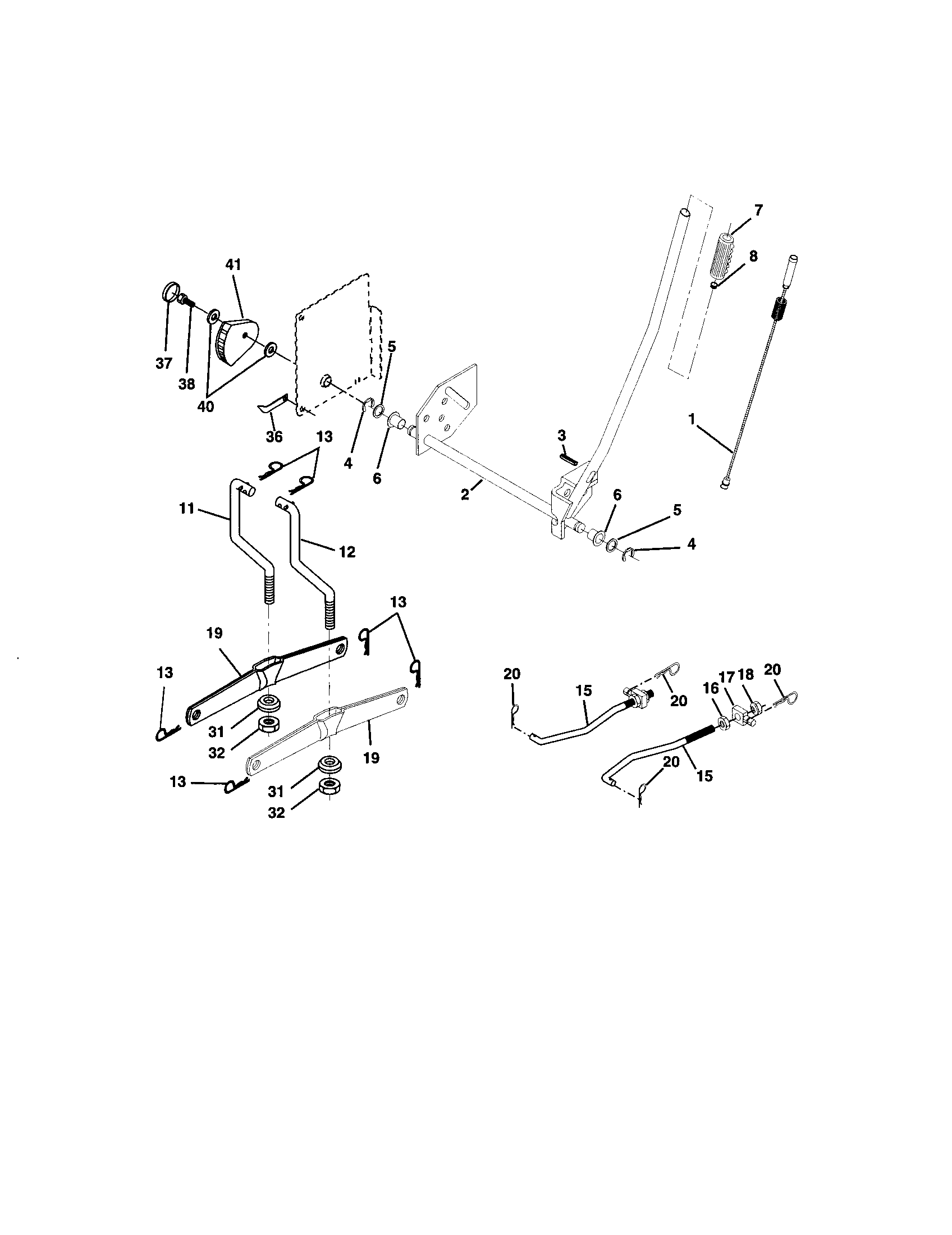 Lift Assembly Diagram and Parts List for 917273820  Craftsman Lawn Tractor