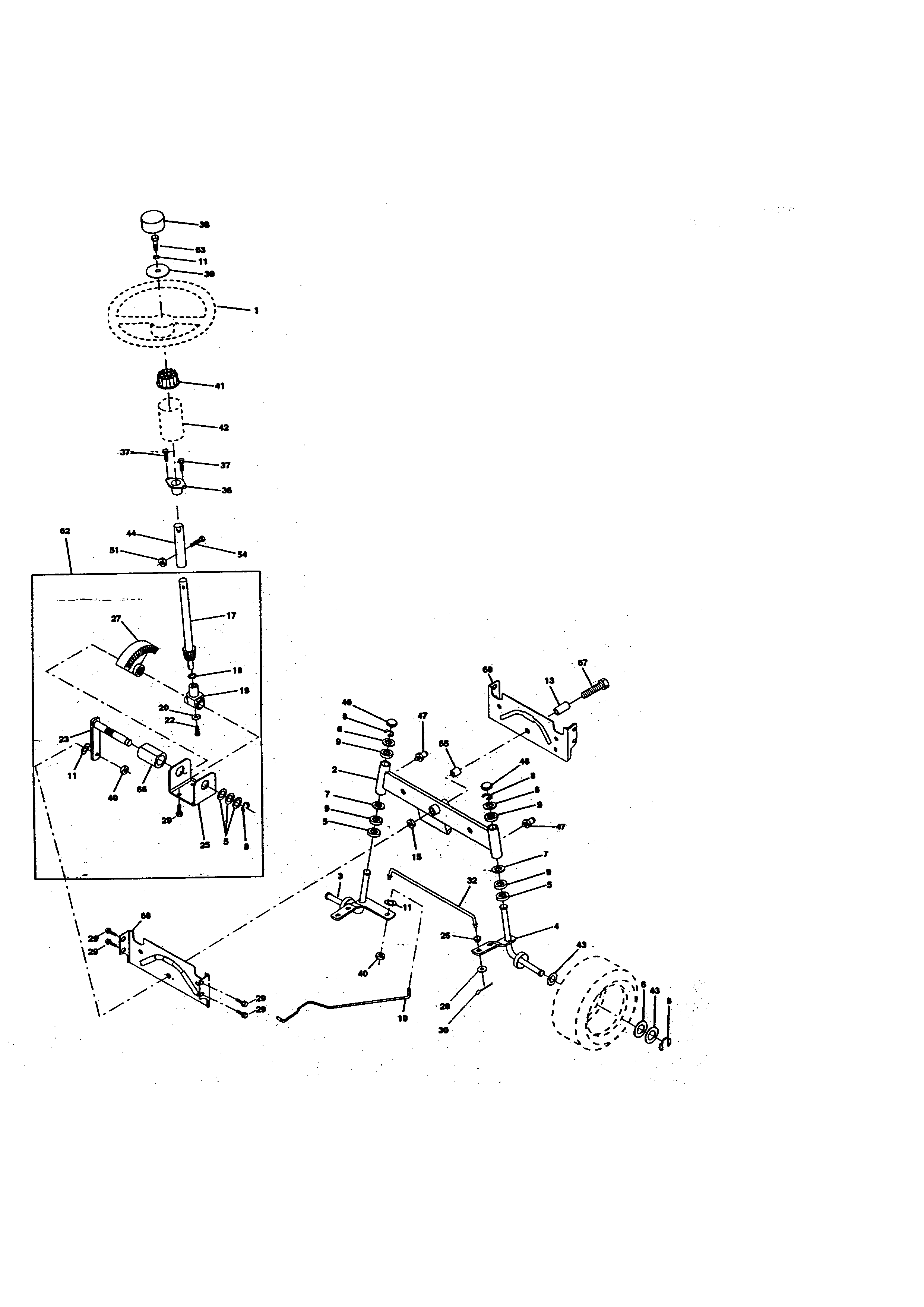 Steering Assembly Diagram and Parts List for 917270711  Craftsman Lawn Tractor