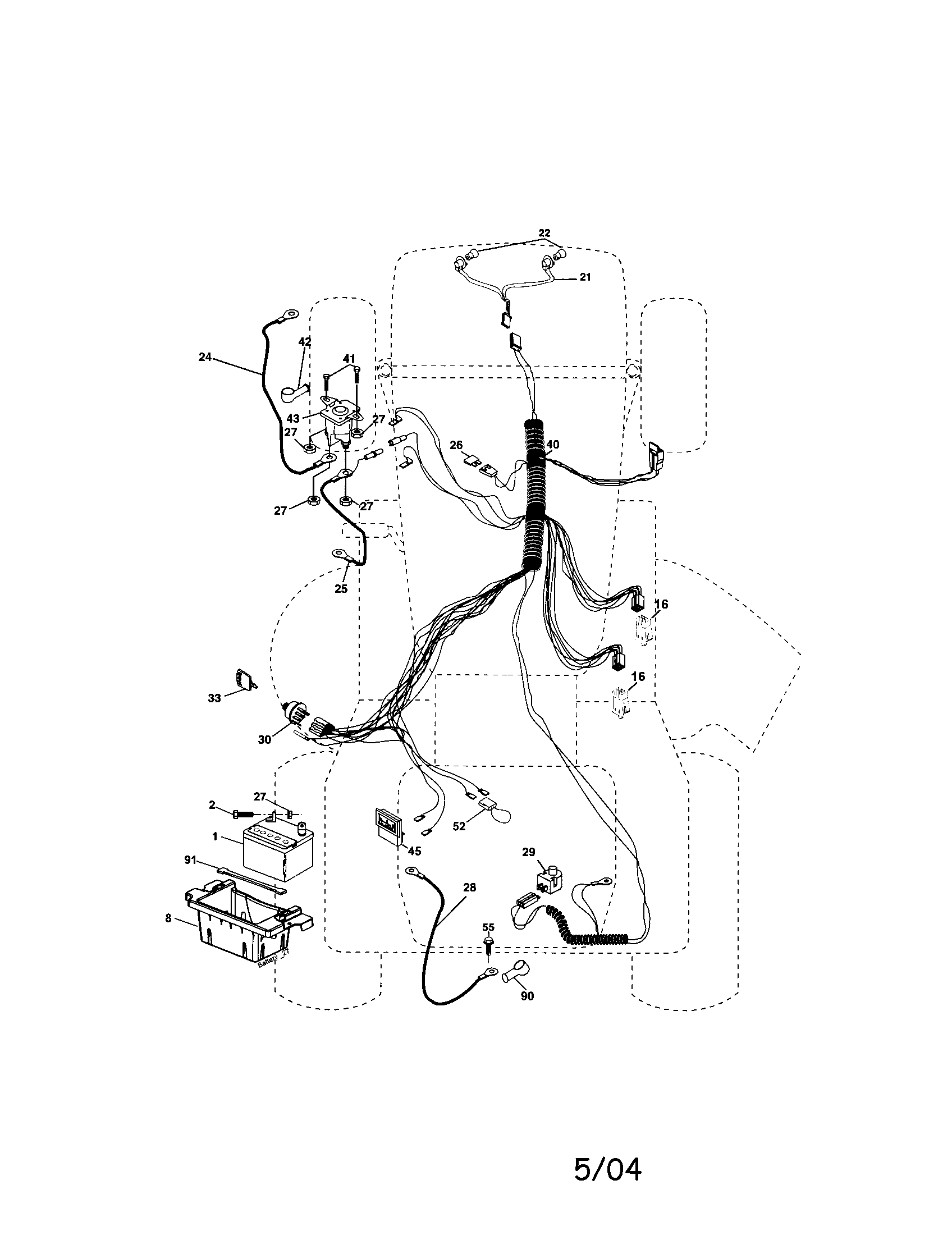 Electrical Diagram and Parts List for 917273523  Craftsman Lawn Tractor
