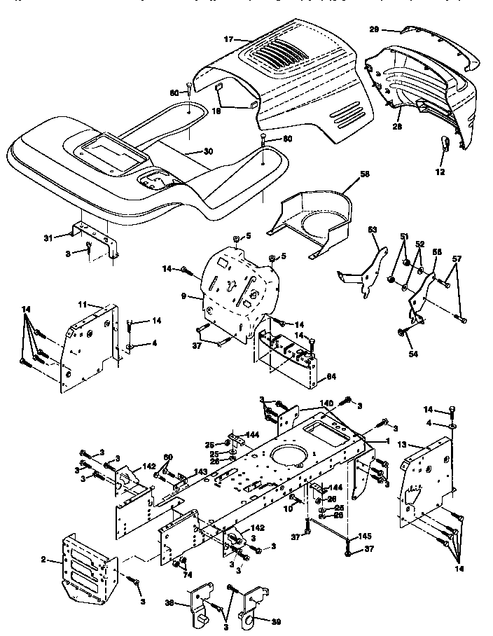 Chassis And Enclosures Diagram and Parts List for 917271010  Craftsman Lawn Tractor