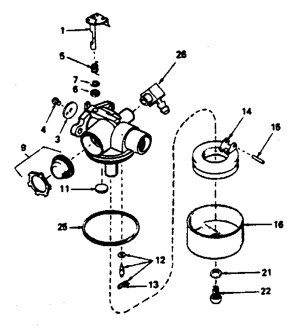Carburetor Diagram and Parts List for 143364242  Craftsman Engine