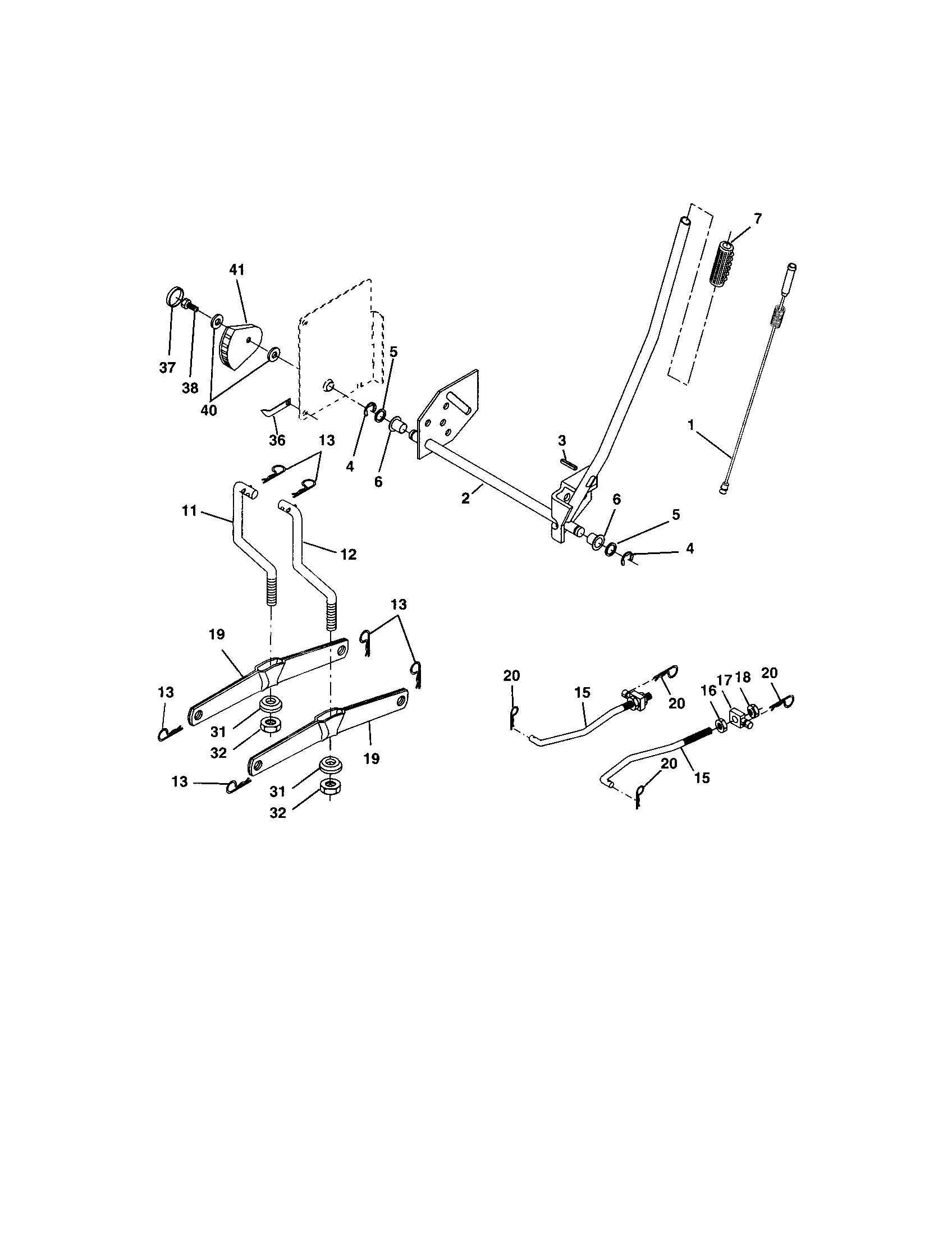 Lift Assembly Diagram and Parts List for 917273505  Craftsman Lawn Tractor