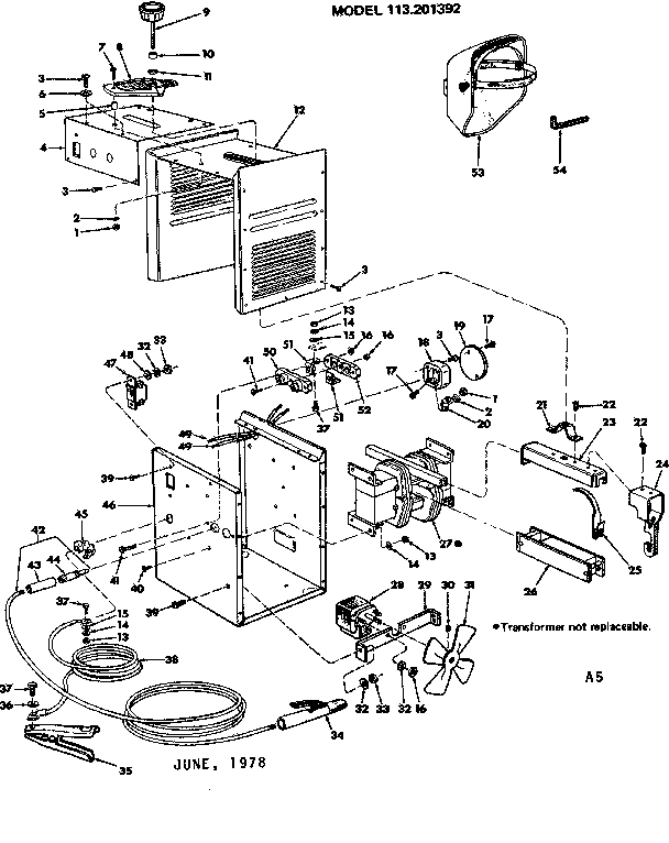 Unit Diagram and Parts List for 113201392  Craftsman Welder