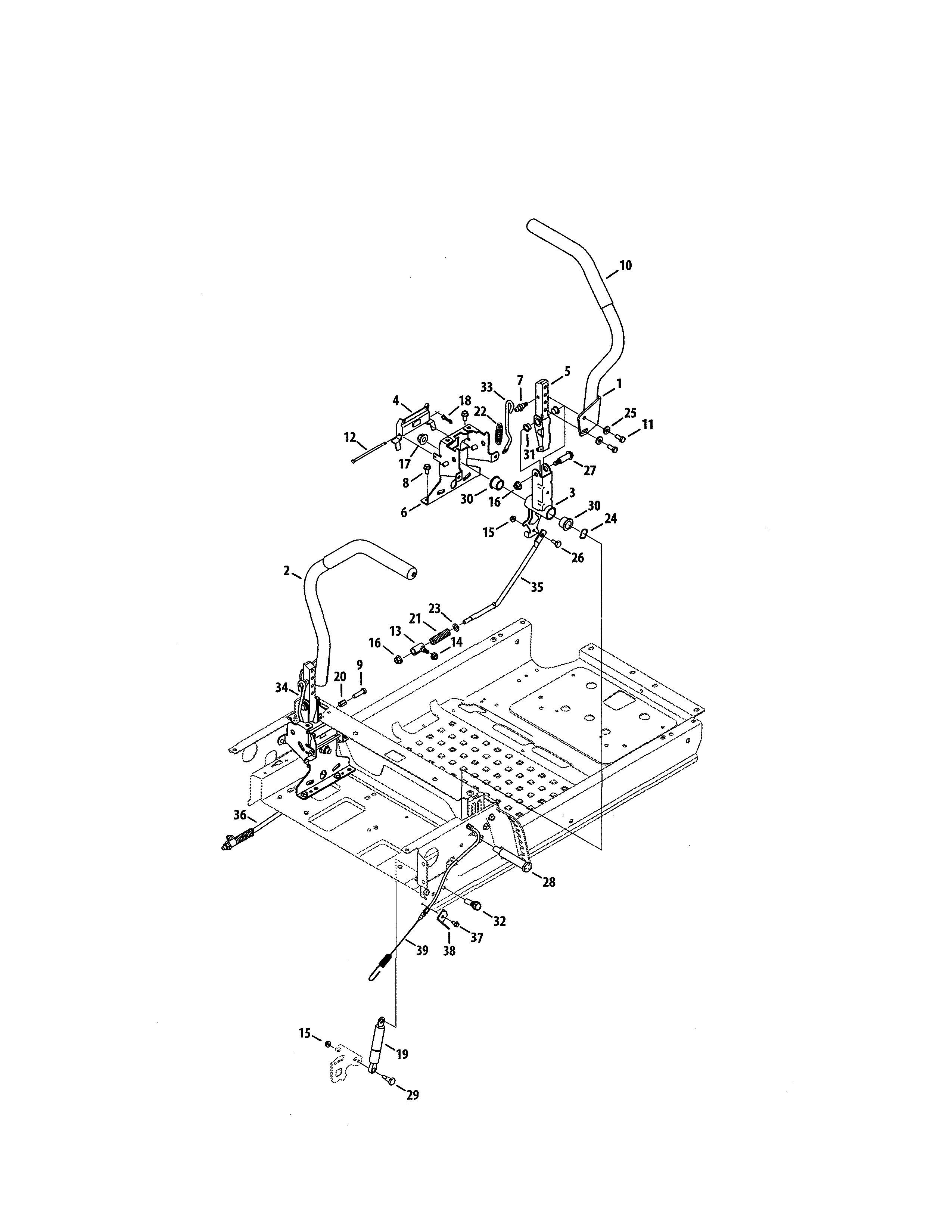 Lapbar Levers Diagram and Parts List for 247277750  Craftsman Engine