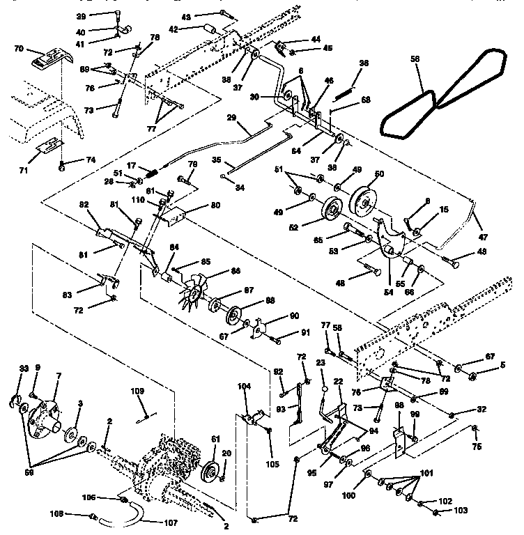Ground Drive Diagram and Parts List for 917251370  Craftsman Lawn Tractor