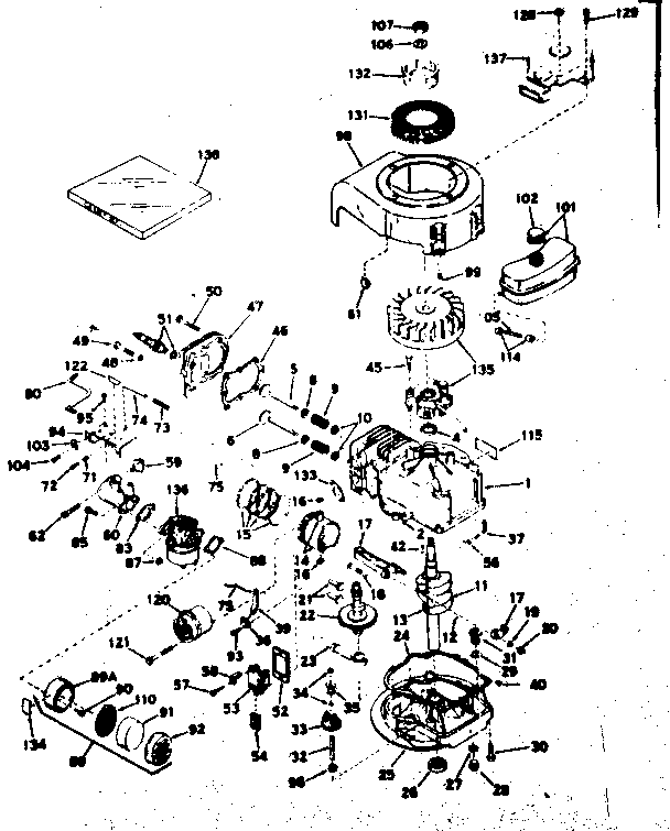 Basic Engine Diagram and Parts List for 143194072  Craftsman Engine