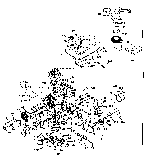Basic Engine Diagram and Parts List for 143176082  Craftsman Engine