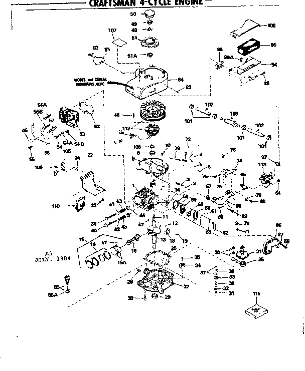 Replacement Parts Diagram and Parts List for 143346182  Craftsman Engine