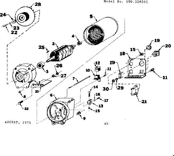 Unit Parts Diagram and Parts List for 580320561  Craftsman Engine