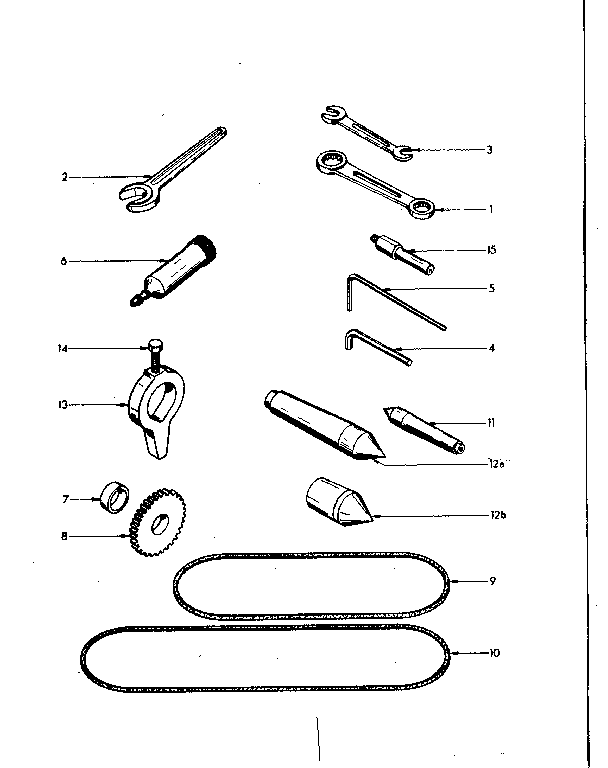Hardware Diagram and Parts List for 2894  Craftsman Lathe