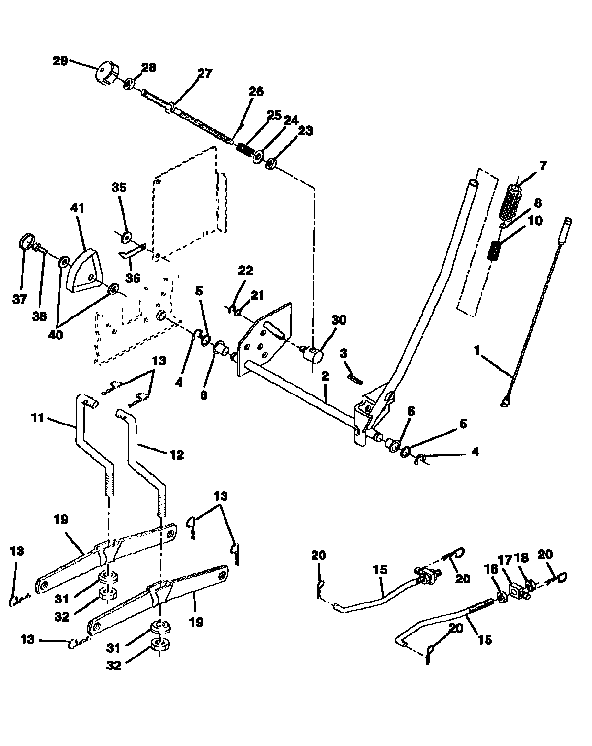 Mower Lift Diagram and Parts List for 917252581  Craftsman Lawn Tractor