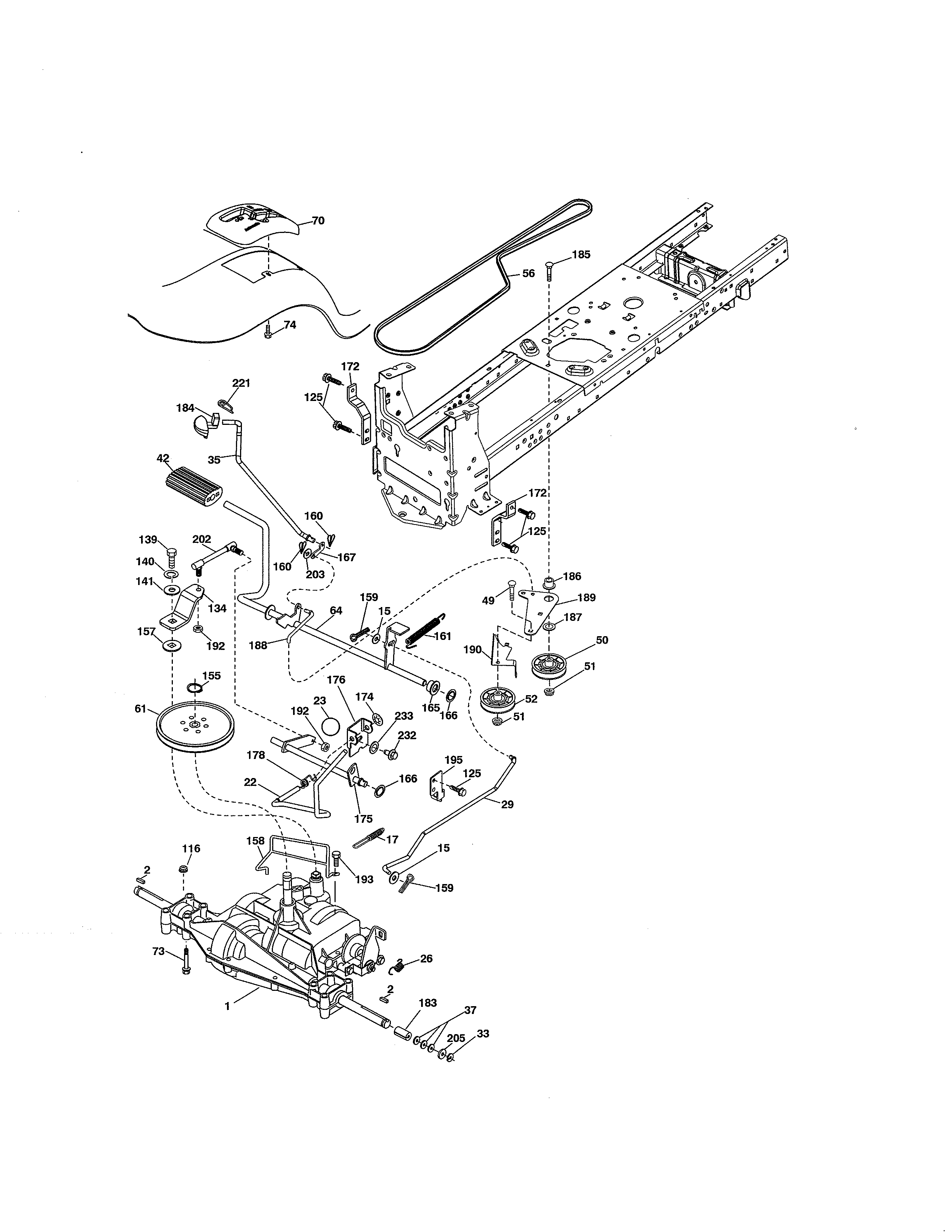 Ground Drive Diagram and Parts List for 917203861  Craftsman Lawn Tractor