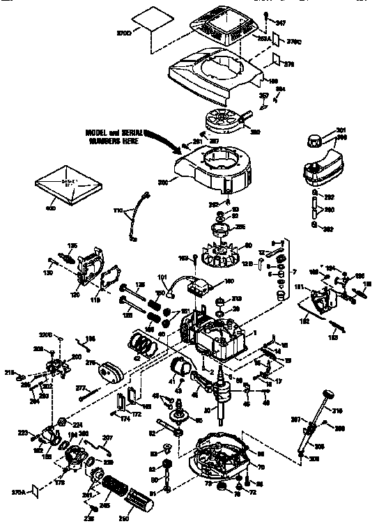 Engine Diagram and Parts List for 143944008  Craftsman Engine
