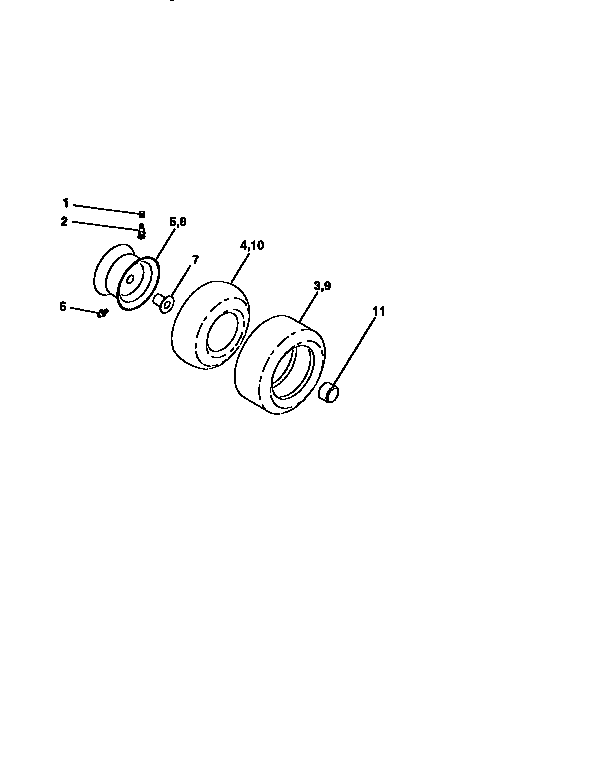 Wheels And Tires Diagram and Parts List for 917258101  Craftsman Lawn Tractor