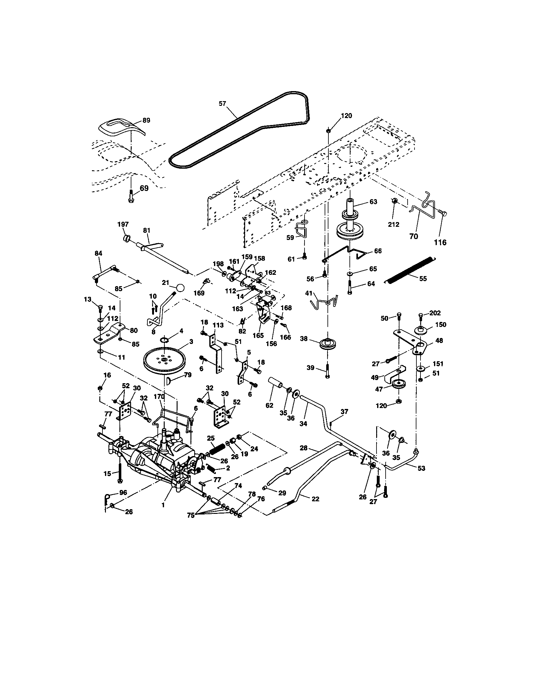 Ground Drive Diagram and Parts List for 917274751  Craftsman Lawn Tractor