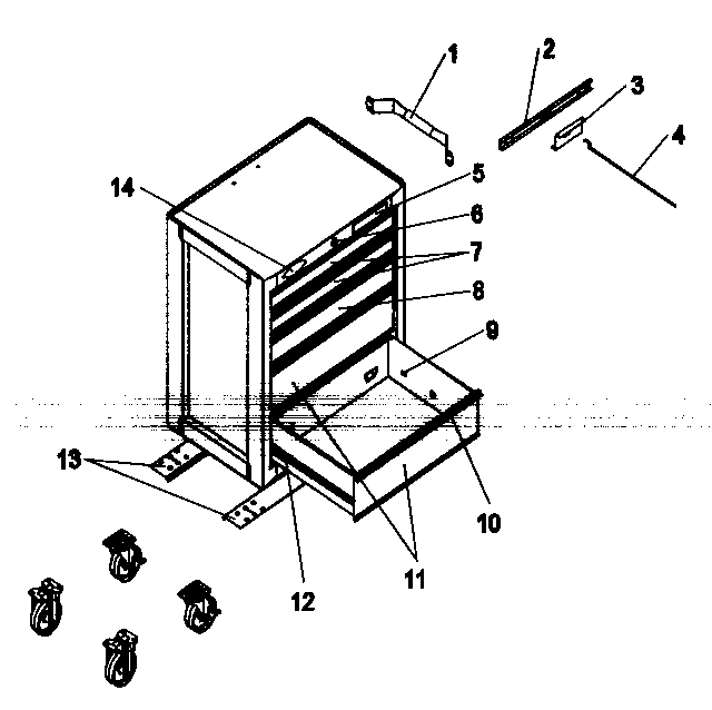 Chest Diagram and Parts List for 706597093  Craftsman Tool Stand & Cart