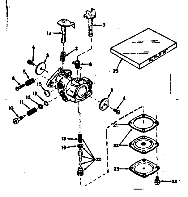Carburetor Diagram and Parts List for 143141172  Craftsman Engine