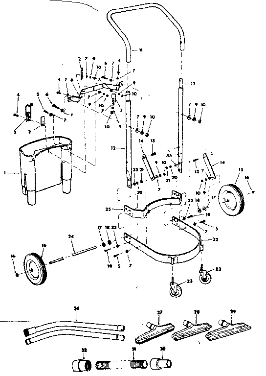 Cart Assembly And Accessories Diagram and Parts List for 113179931  Craftsman Filters & Accessories
