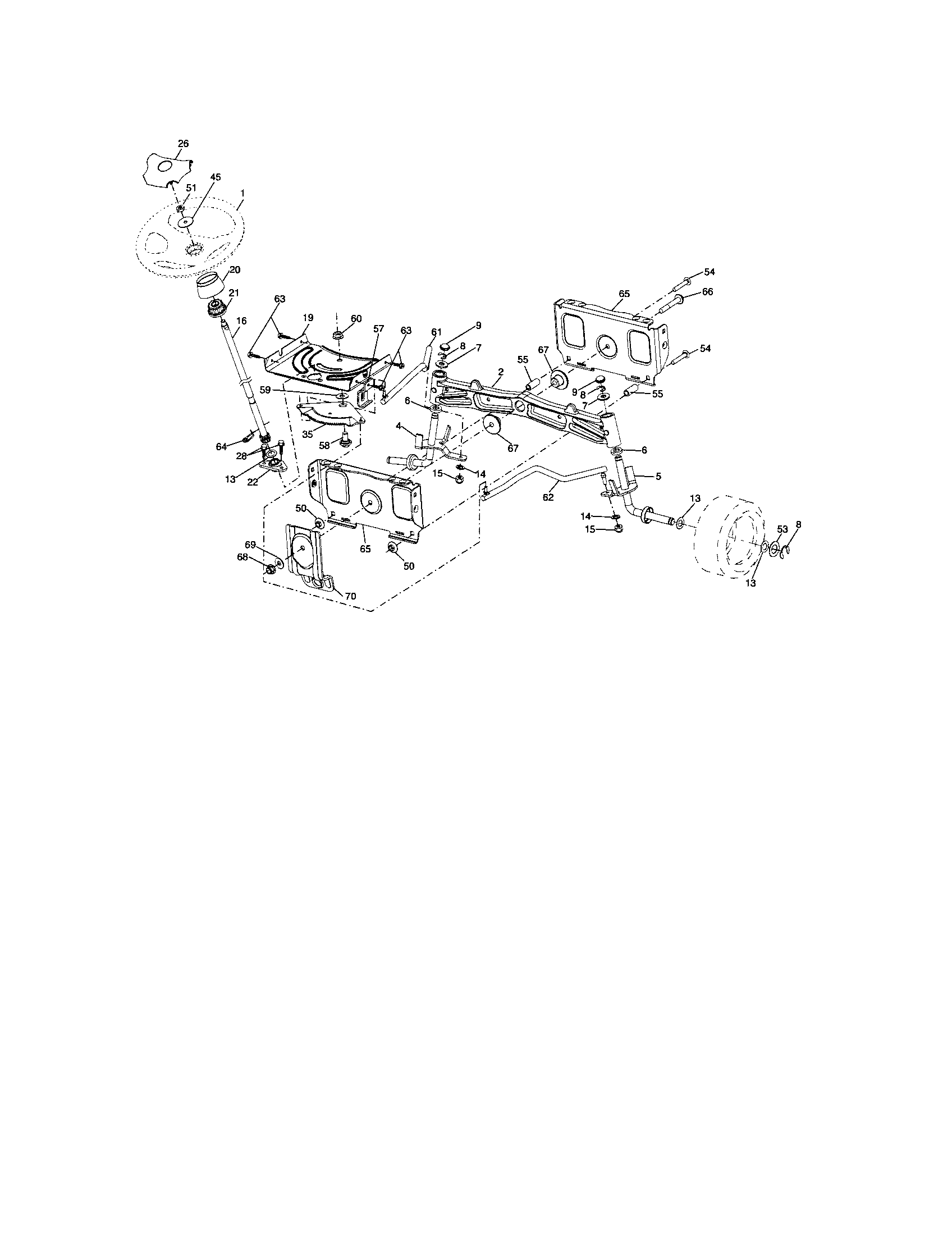 Steering Diagram and Parts List for 917287301  Craftsman Lawn Tractor