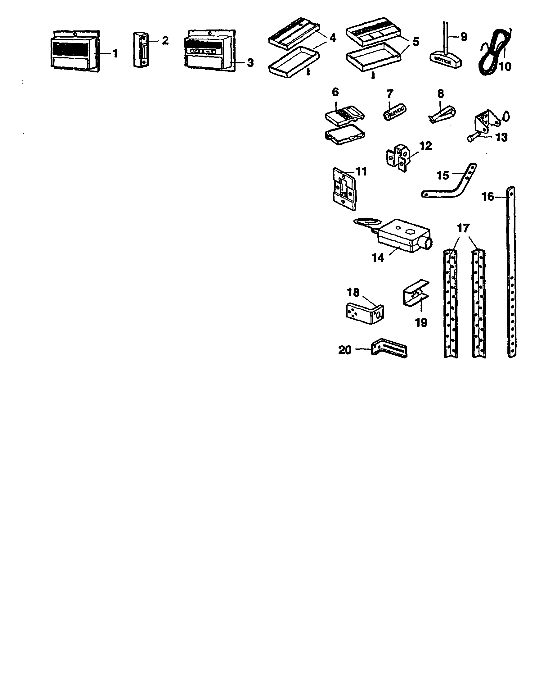 Installation Parts Diagram and Parts List for 13953325SRT1  Craftsman Garage Door Opener