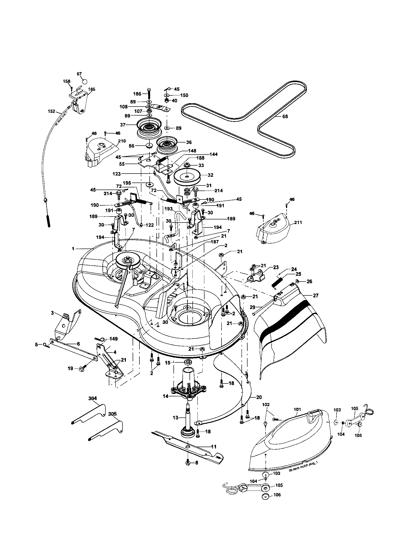 Mower Deck Diagram and Parts List for 917253100  Craftsman Lawn Tractor