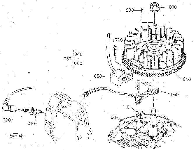 Magneto Diagram and Parts List for 3904  Craftsman Lawn Mower
