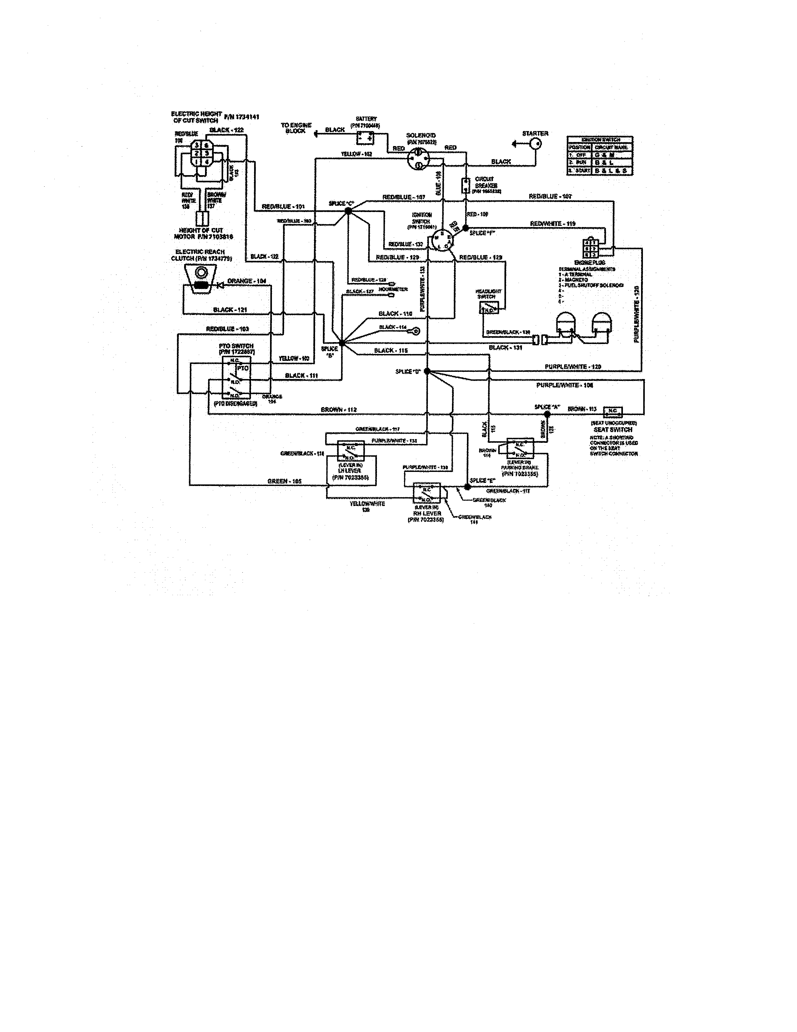 Wiring Schematic Diagram and Parts List for 107280070  Craftsman Engine