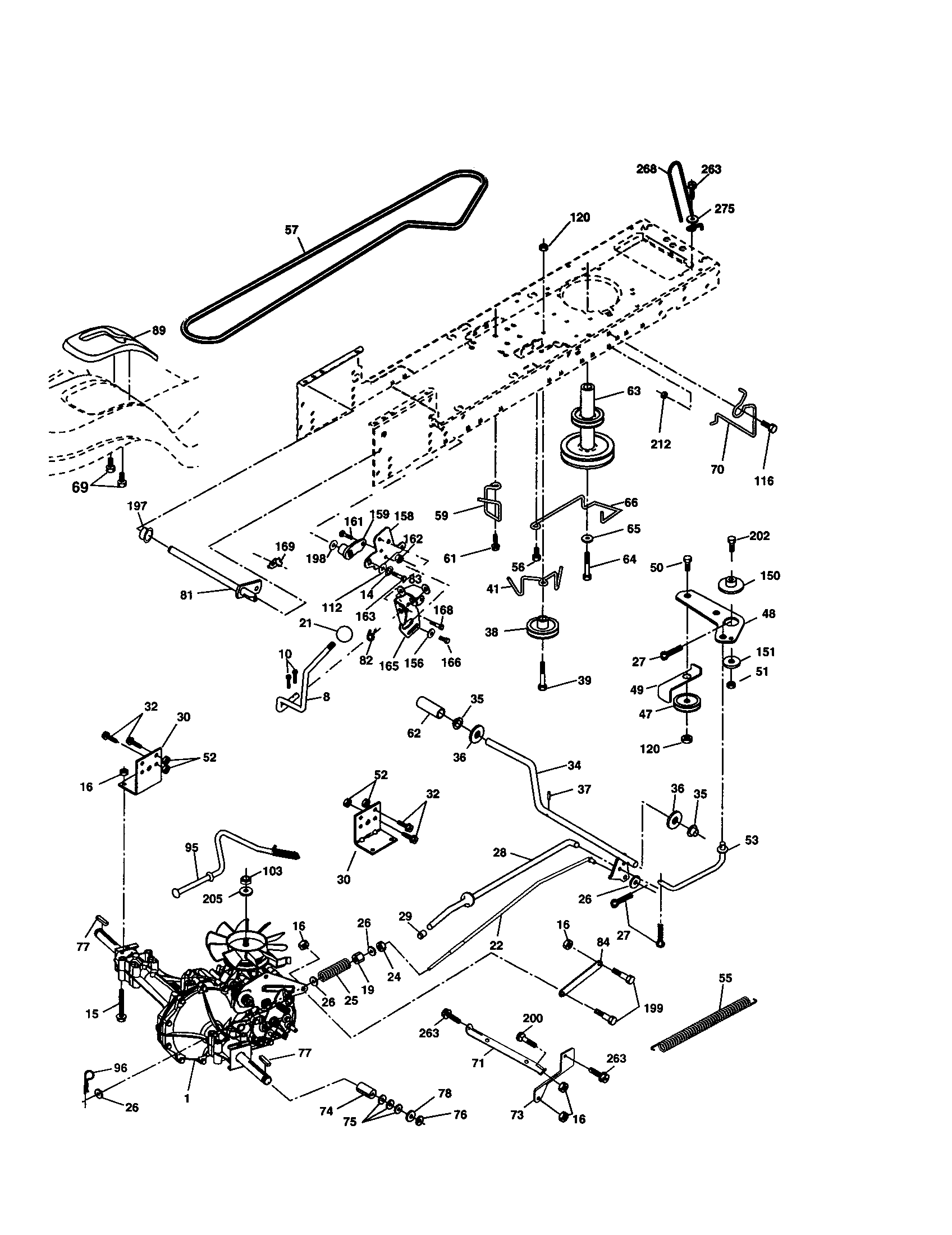 Drive Diagram and Parts List for 917277362  Craftsman Lawn Tractor