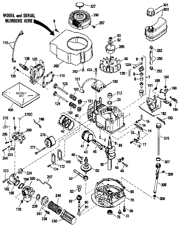 Replacement Parts Diagram and Parts List for 143434302  Craftsman Engine