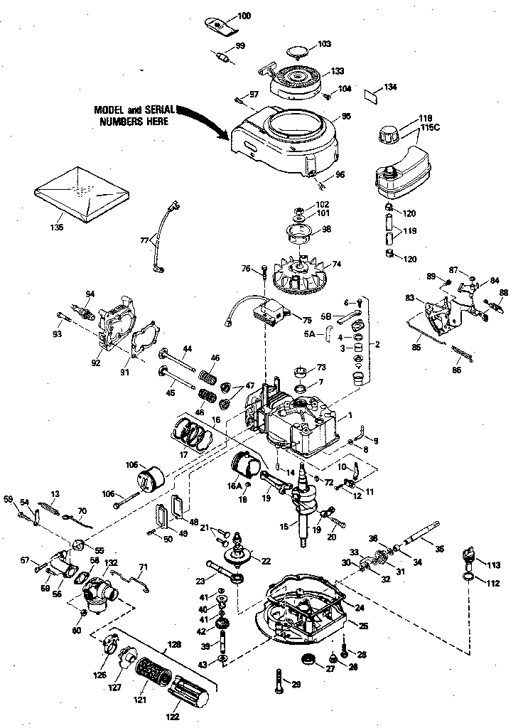 Replacement Parts Diagram and Parts List for 143394132  Craftsman Engine