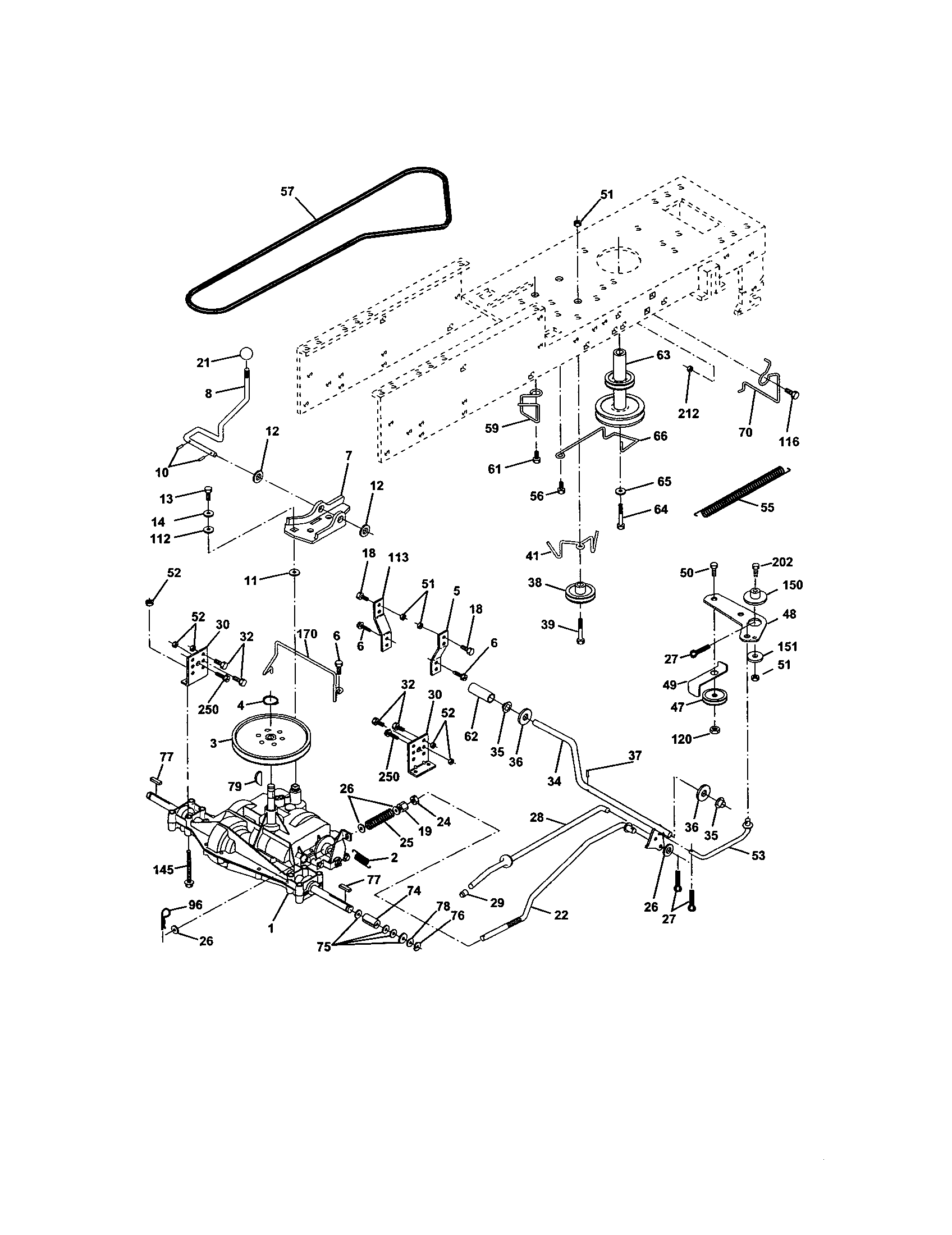 Ground Drive Diagram and Parts List for 917271555  Craftsman Lawn Tractor