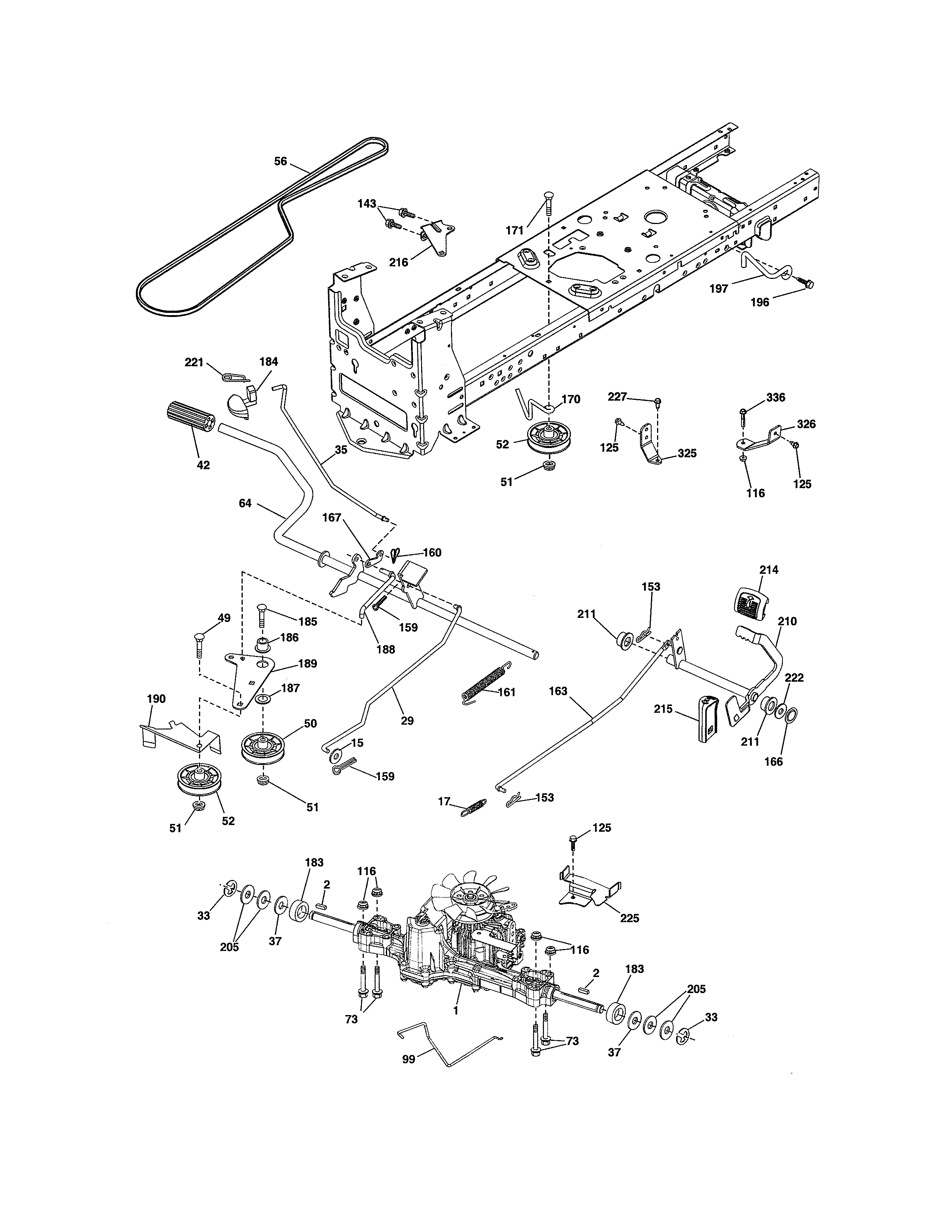 Ground Drive Diagram and Parts List for 917988270  Craftsman Lawn Tractor