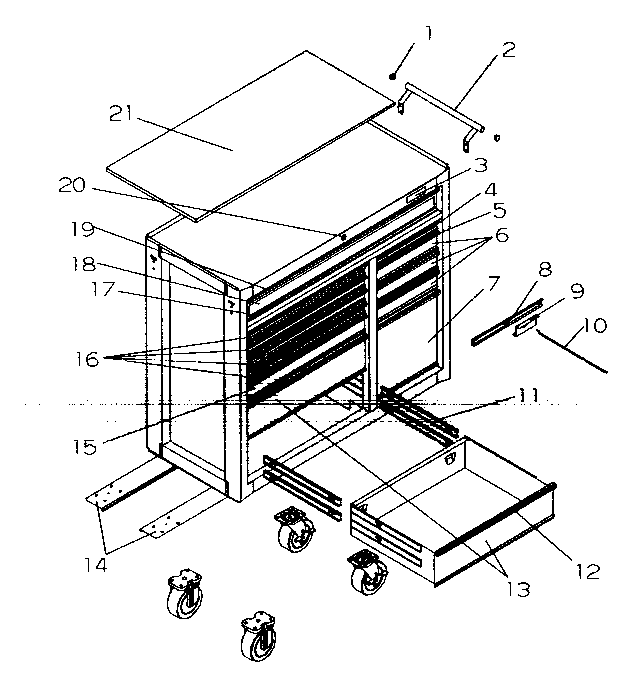 Tool Cart Diagram and Parts List for 70665349A  Craftsman Tool Stand & Cart