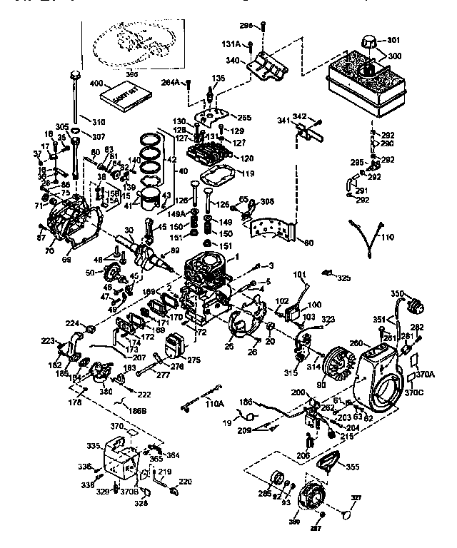 4-cycle Engine Diagram and Parts List for 143961001  Craftsman Engine