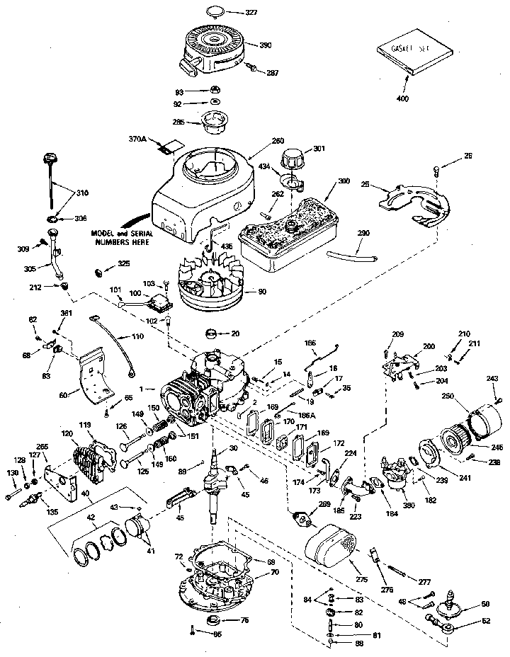 Replacement Parts Diagram and Parts List for 143416062  Craftsman Engine