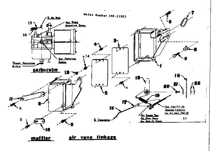 Muffler Assembly Diagram and Parts List for 58031993  Craftsman Engine