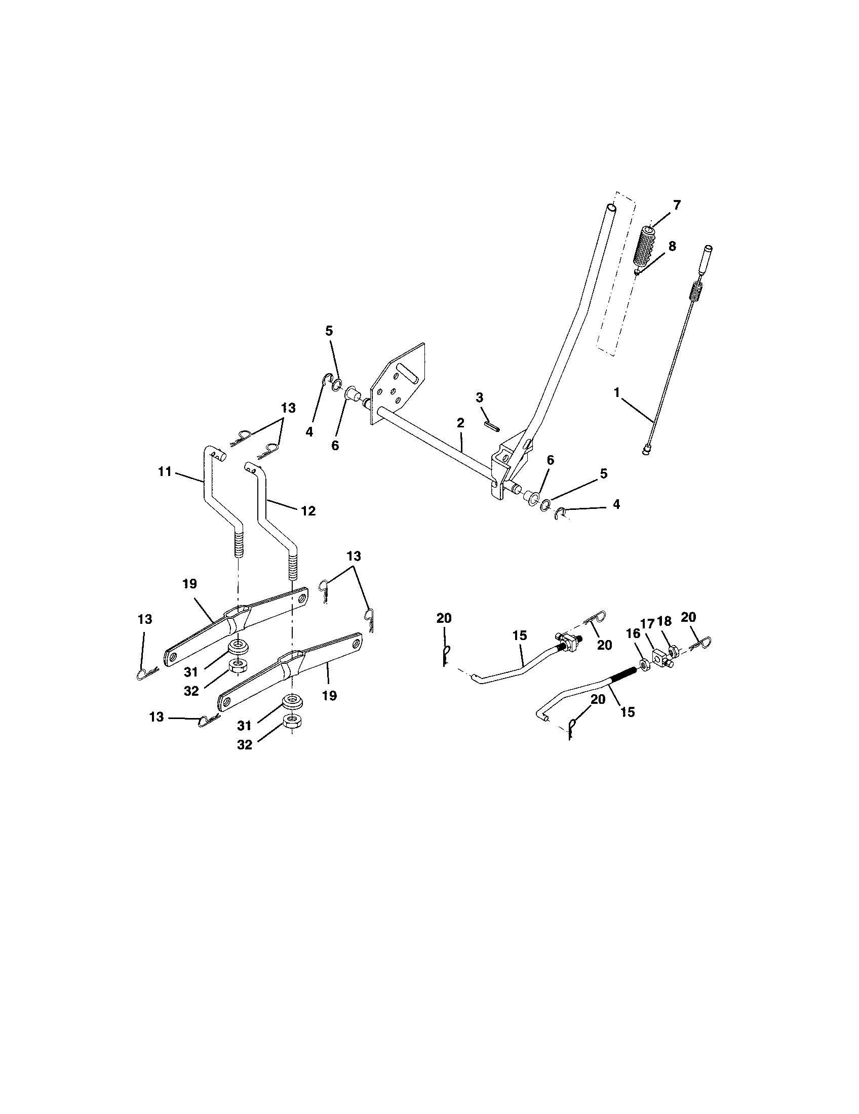 Lift Assembly Diagram and Parts List for 917273383  Craftsman Lawn Tractor