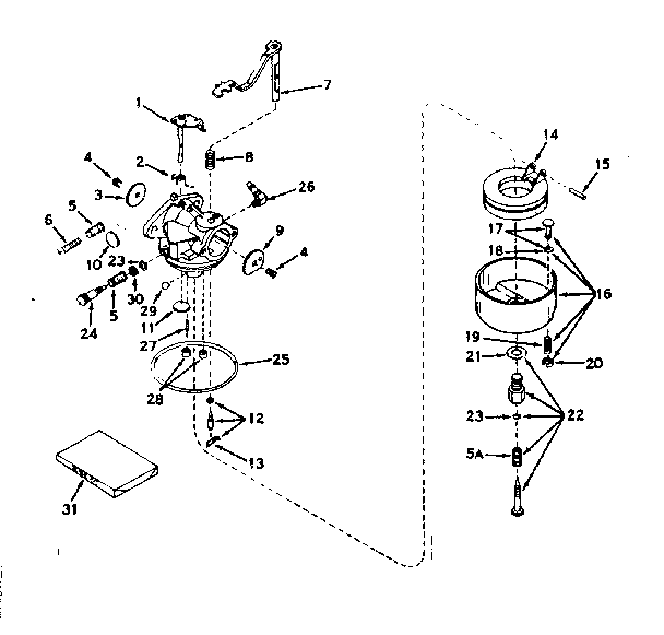 Carburetor No. 631298 Diagram and Parts List for 143171152  Craftsman Engine