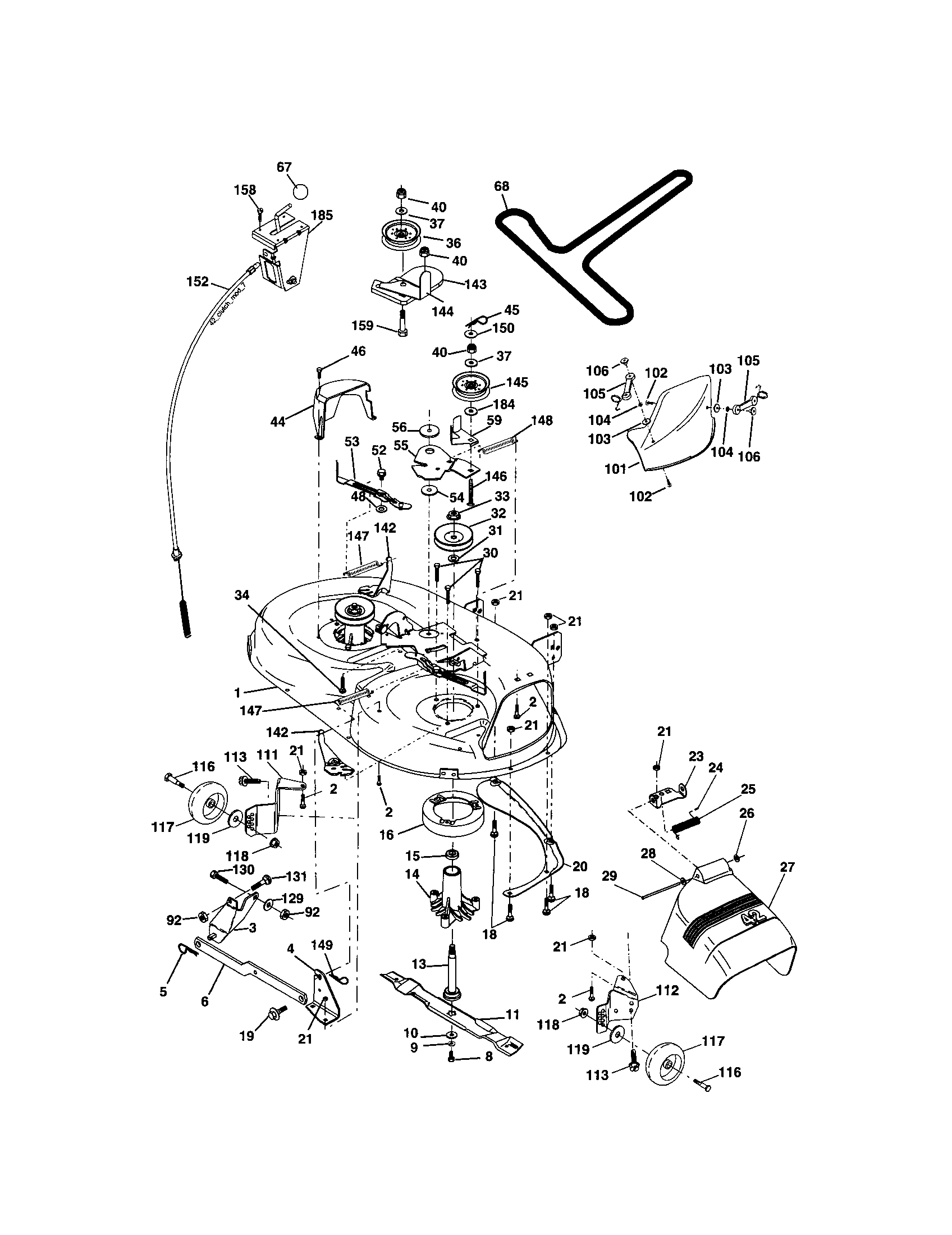Mower Deck Diagram and Parts List for 917273755  Craftsman Lawn Tractor