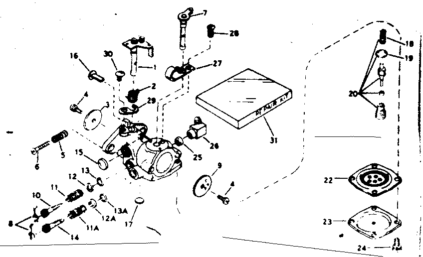 Carburetor Diagram and Parts List for 91762807  Craftsman Chainsaw