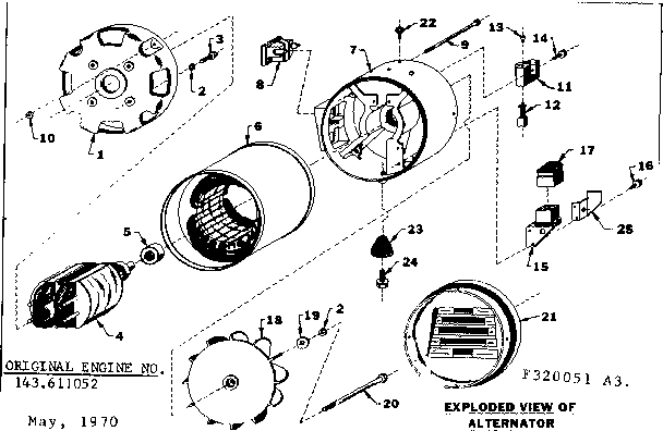 Stator Assembly Diagram and Parts List for 580320051  Craftsman Engine